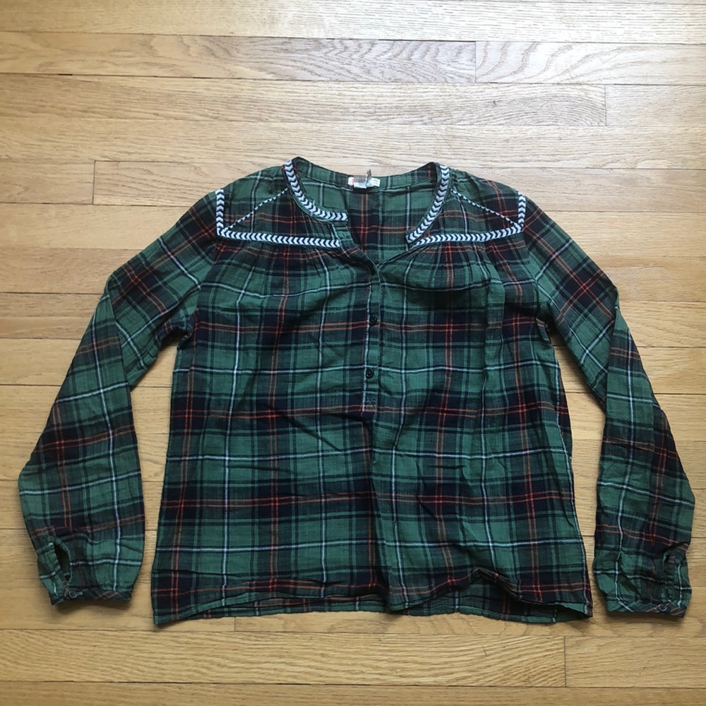 Crewcuts Green Plaid Blouse